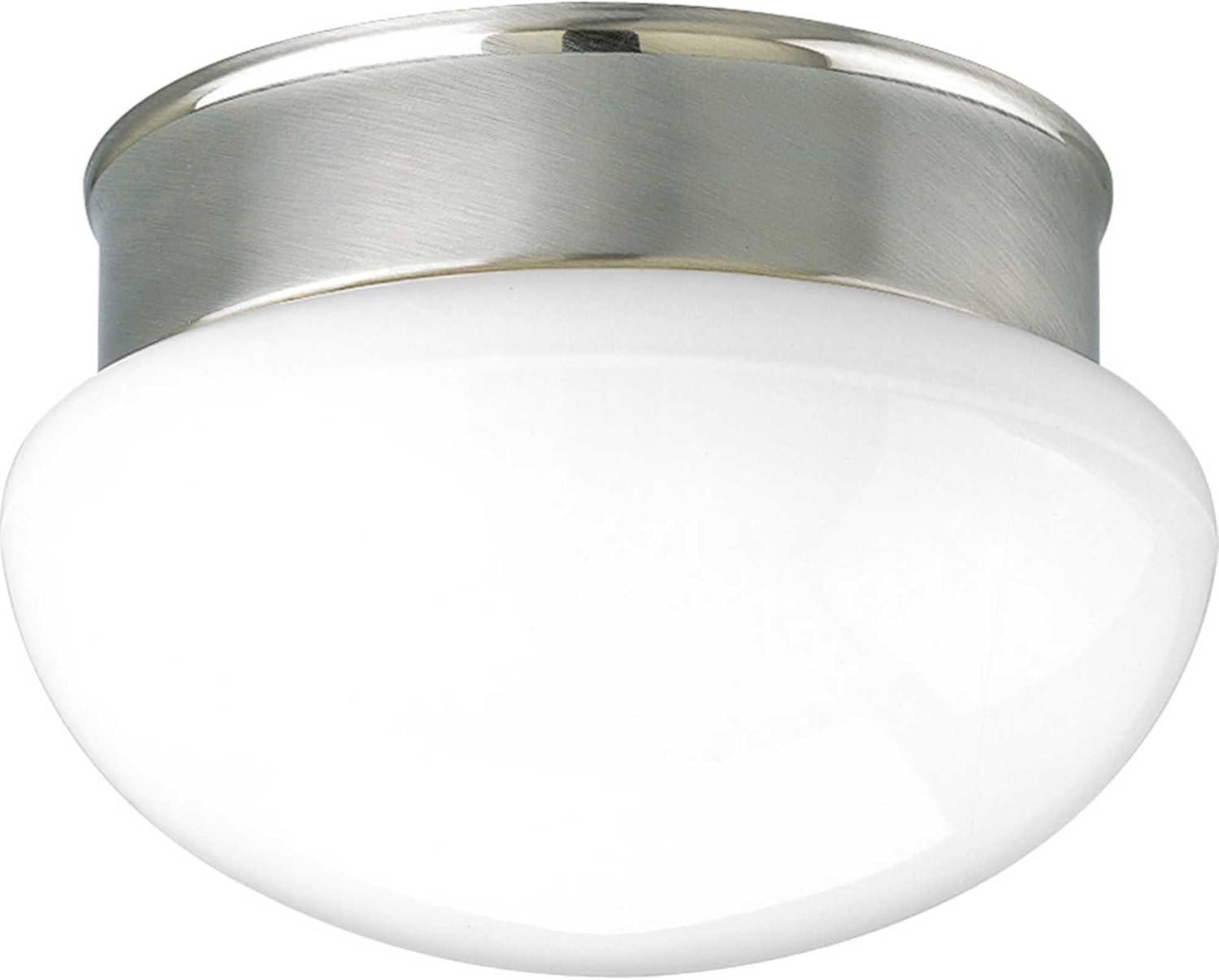 Progress Lighting, Fitter Collection, 2-Light Flush Mount, Brushed Nickel, White Glass Bowl