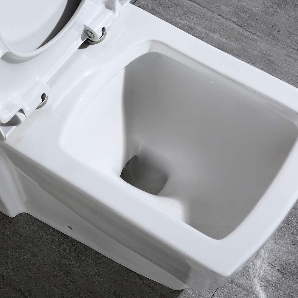 WOODBRIDGE T-0020 Dual Flush Elongated One Piece Toilet with Soft Closing Seat Design, Deluxe Square