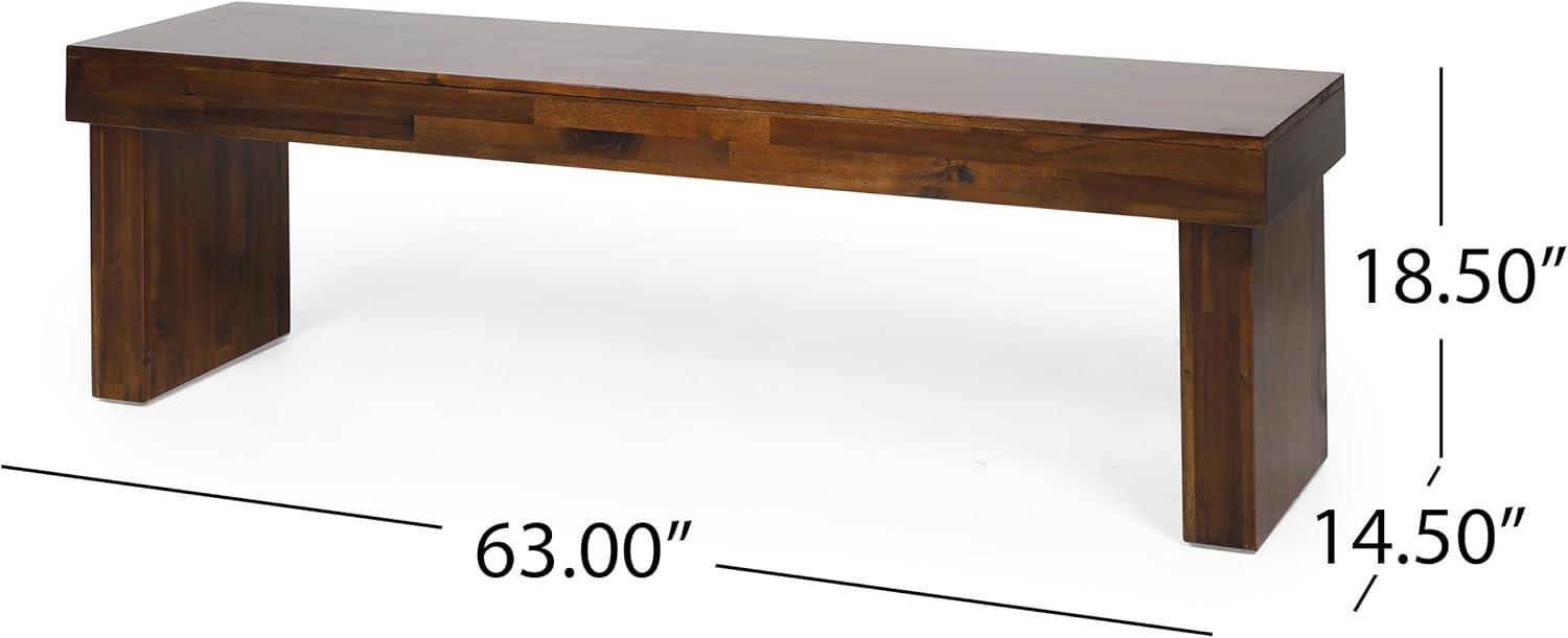 Logan Rustic Acacia Wood Dining Benches Set in Rich Mahogany