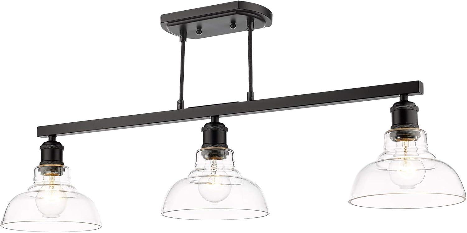Golden Lighting Carver 3-Light Semi-flush in Matte Black with Clear Glass