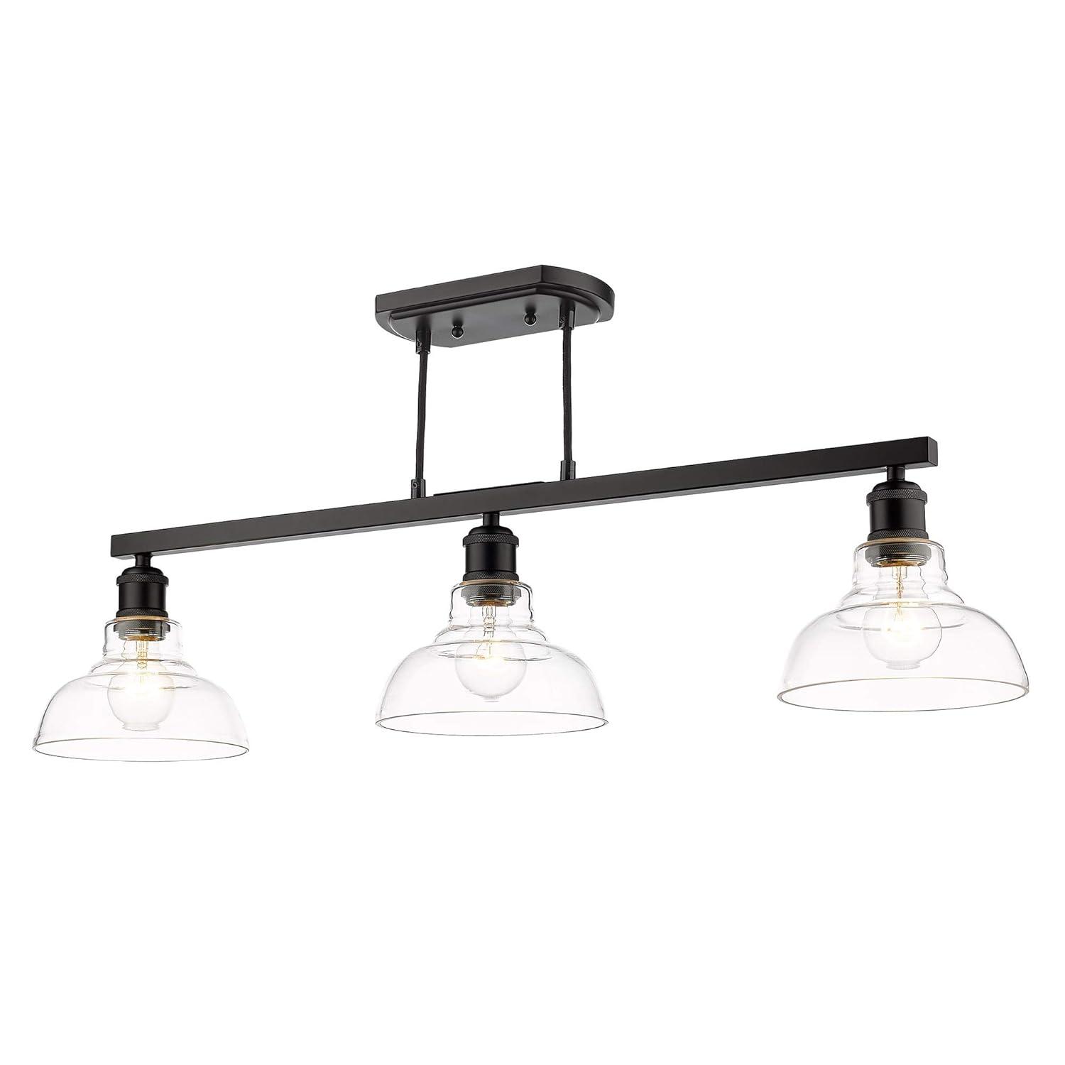 Golden Lighting Carver 3-Light Semi-flush in Matte Black with Clear Glass