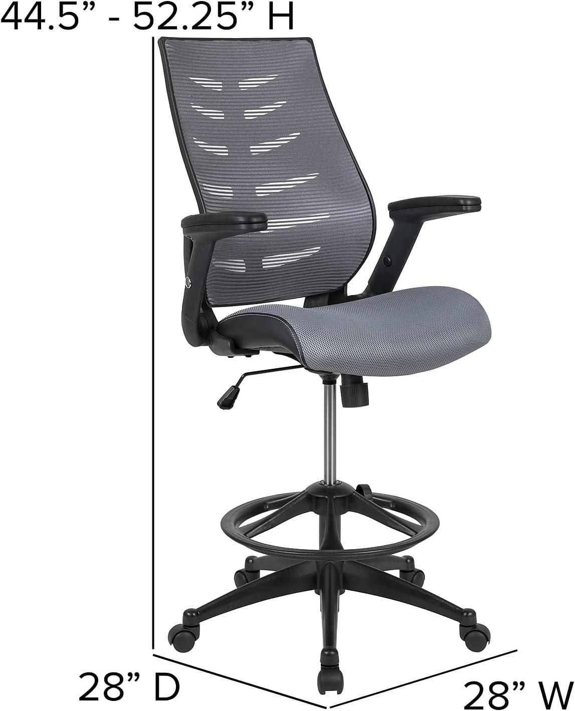 High Back Mesh Spine-Back Ergonomic Drafting Chair with Adjustable Foot Ring