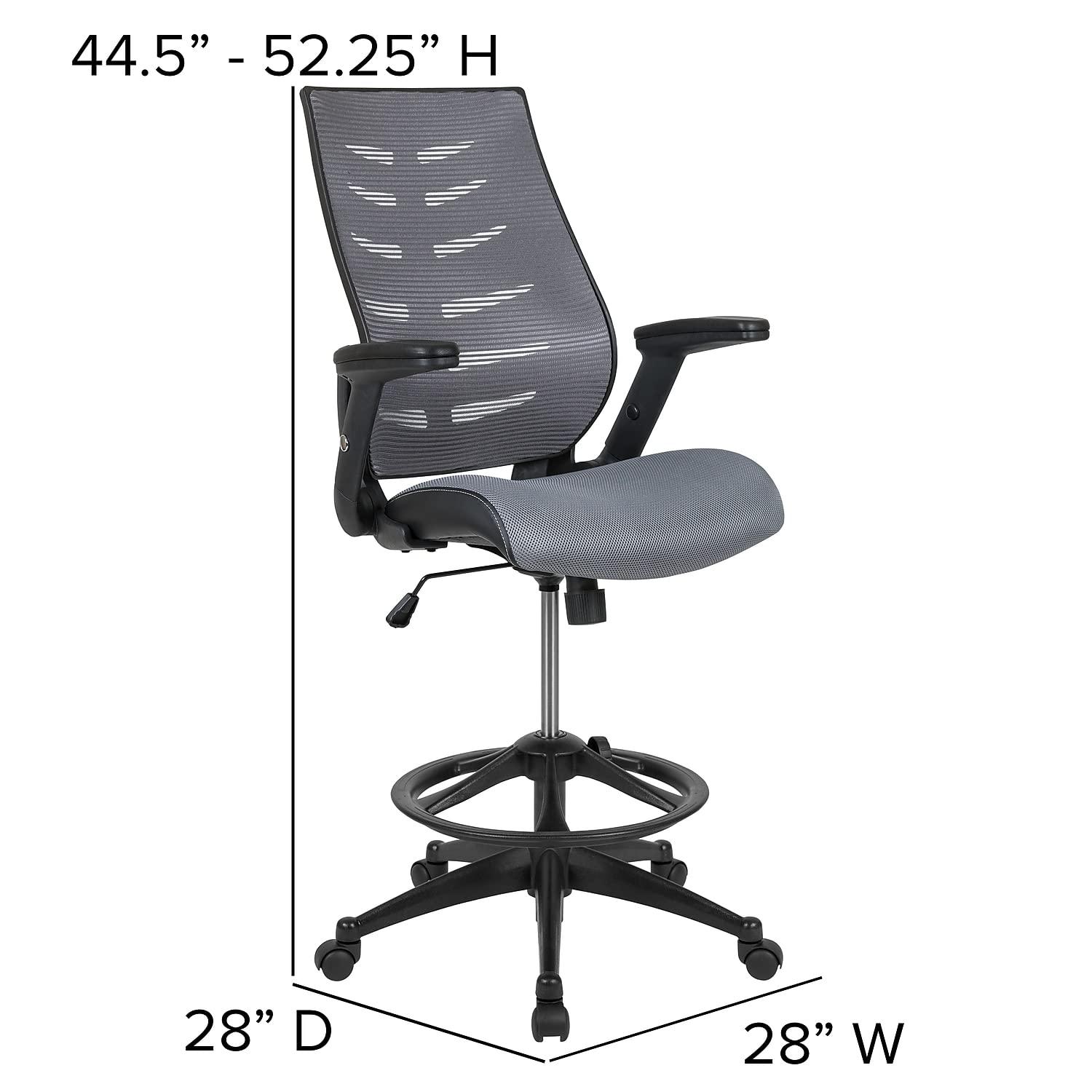 High Back Mesh Spine-Back Ergonomic Drafting Chair with Adjustable Foot Ring