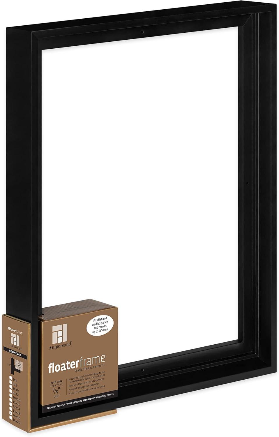 Ampersand Art Floaterframes Bold Edge (3/8" Face) 1-7/8" Frame Profile for 7/8" Deep Artwork 16" x 20" Black