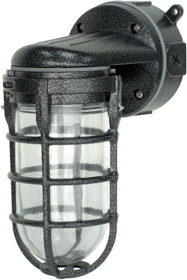 Hammered Black Industrial Wall Mount Light with Clear Glass