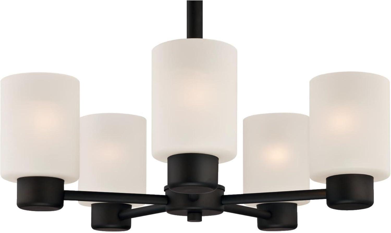 Sylvestre 20.75" Oil Rubbed Bronze Chandelier with Frosted Glass Shades