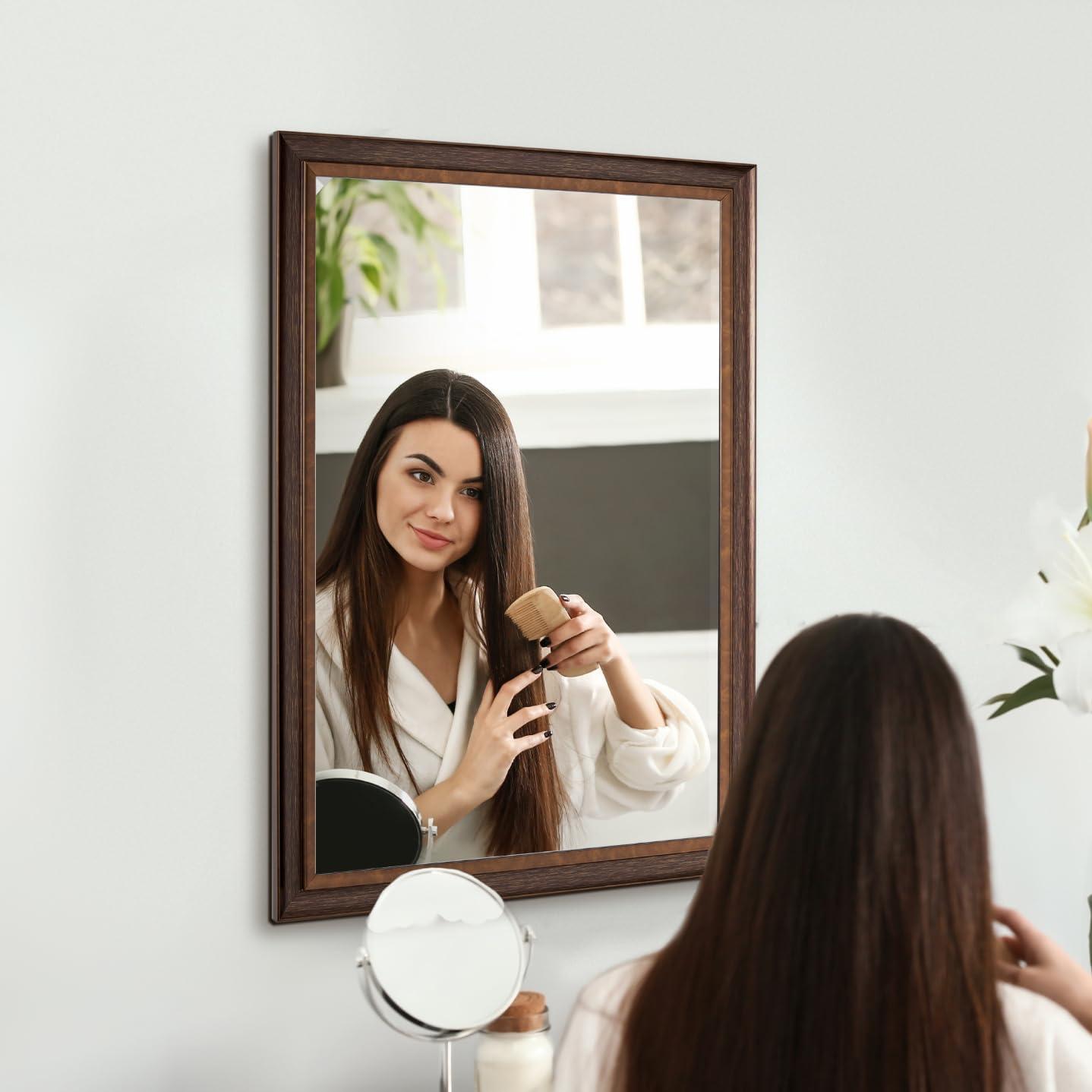 Head West Bronze & Copper Oil-Rubbed Framed Rectangle Wall Mirror with 4 D-Ring Hangers - 28" x 40"