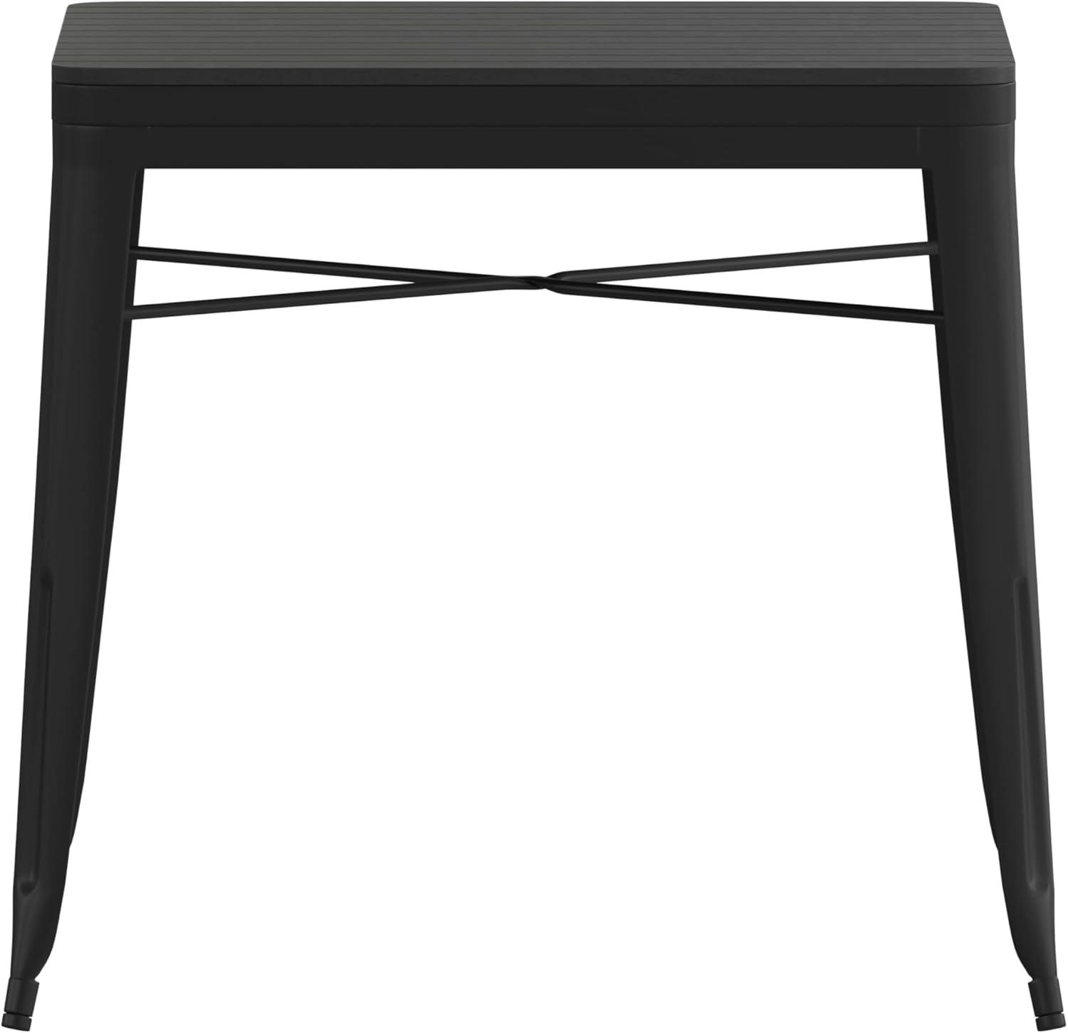 Flash Furniture Helvey 31.5" Square Commercial Grade Indoor/Outdoor Black Steel Patio Dining Table for 4 with Black Poly Resin Slatted Top