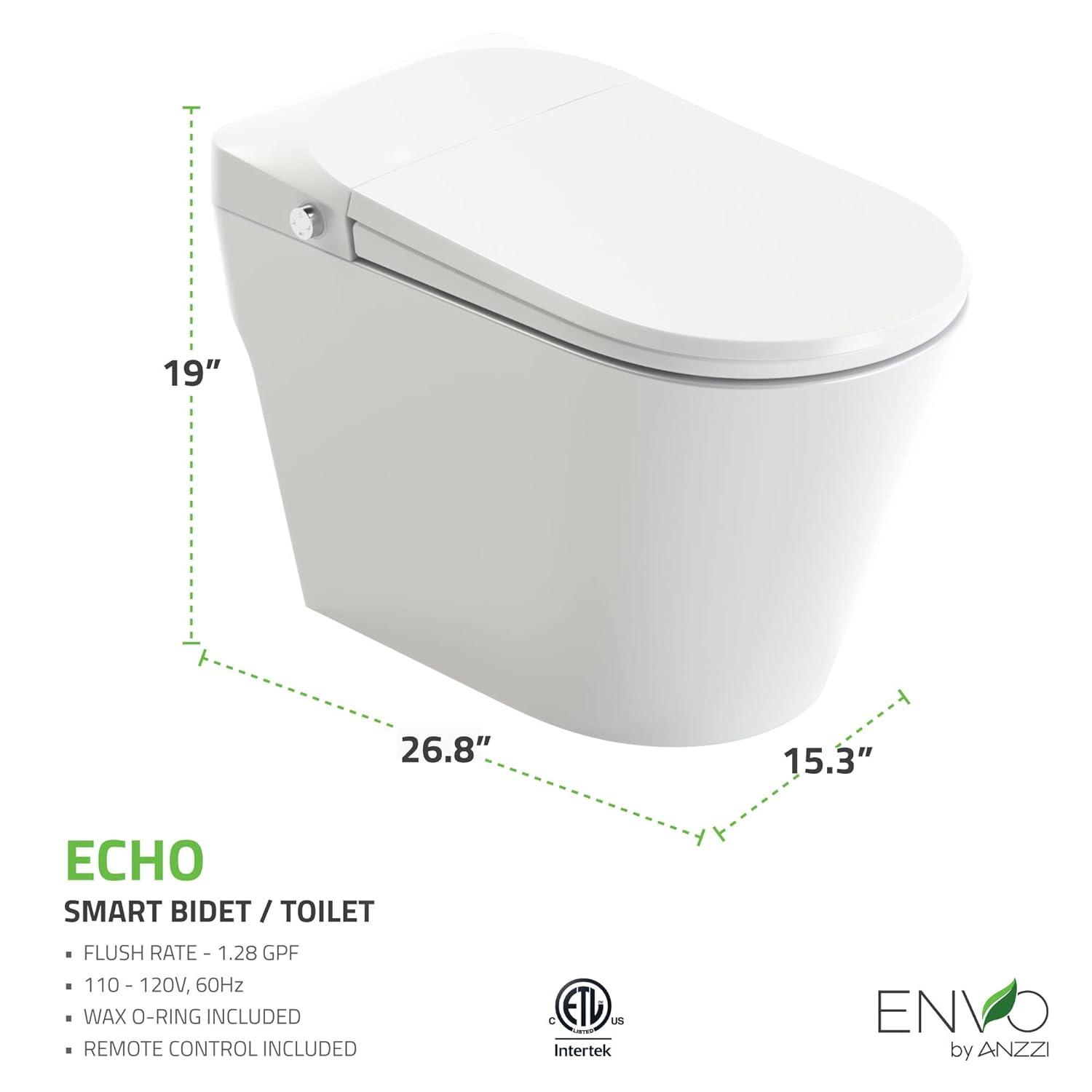 Swcorp TL-STFF950WH Envo Echo Elongated Smart Toilet Bidet in White with Auto Open, Auto Close, Auto Flush & Heated Seat