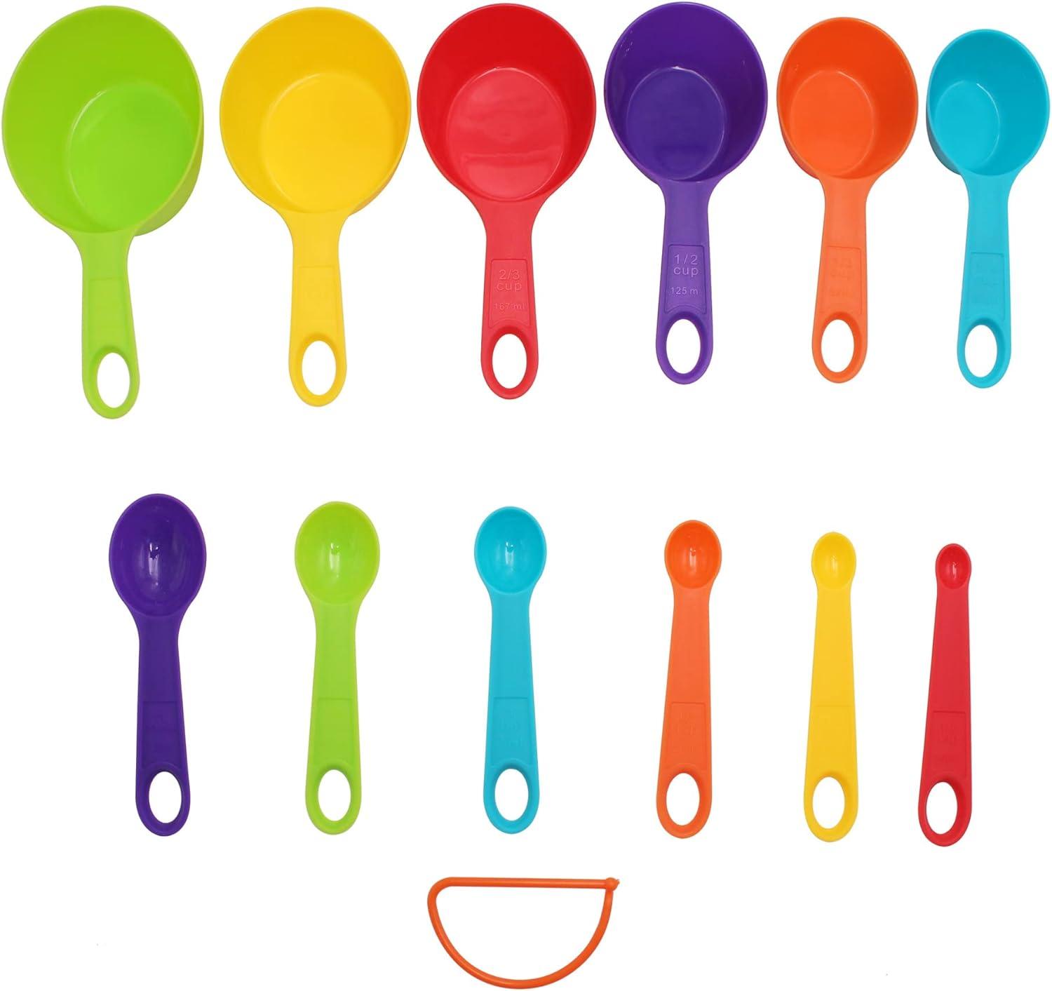 SPOORYYO 12-Piece Colorful Stackable Measuring Cup and Spoon Set for Precise Baking and Cooking