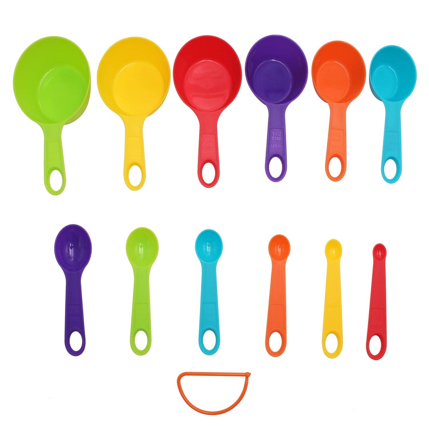 SPOORYYO 12-Piece Colorful Stackable Measuring Cup and Spoon Set for Precise Baking and Cooking