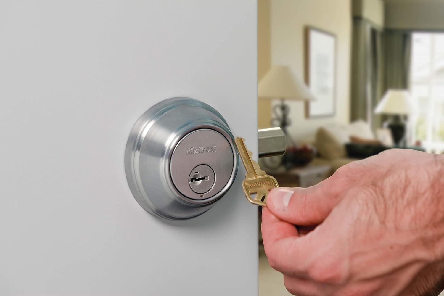 Kwikset SmartKey Satin Nickel Metal Deadbolt