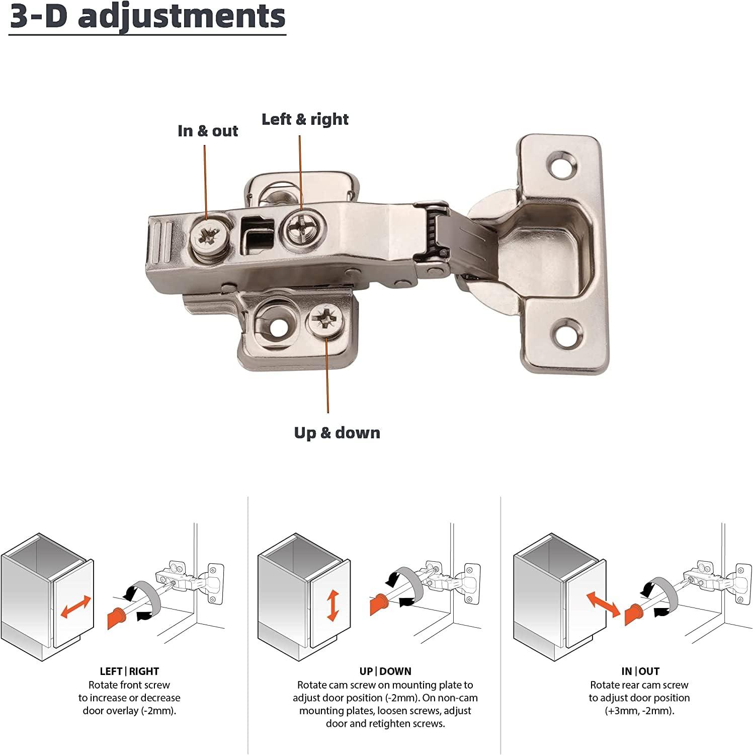 Decobasics Half Overlay -105° Frameless Cabinet Door Hinge -3 Way Adjustability