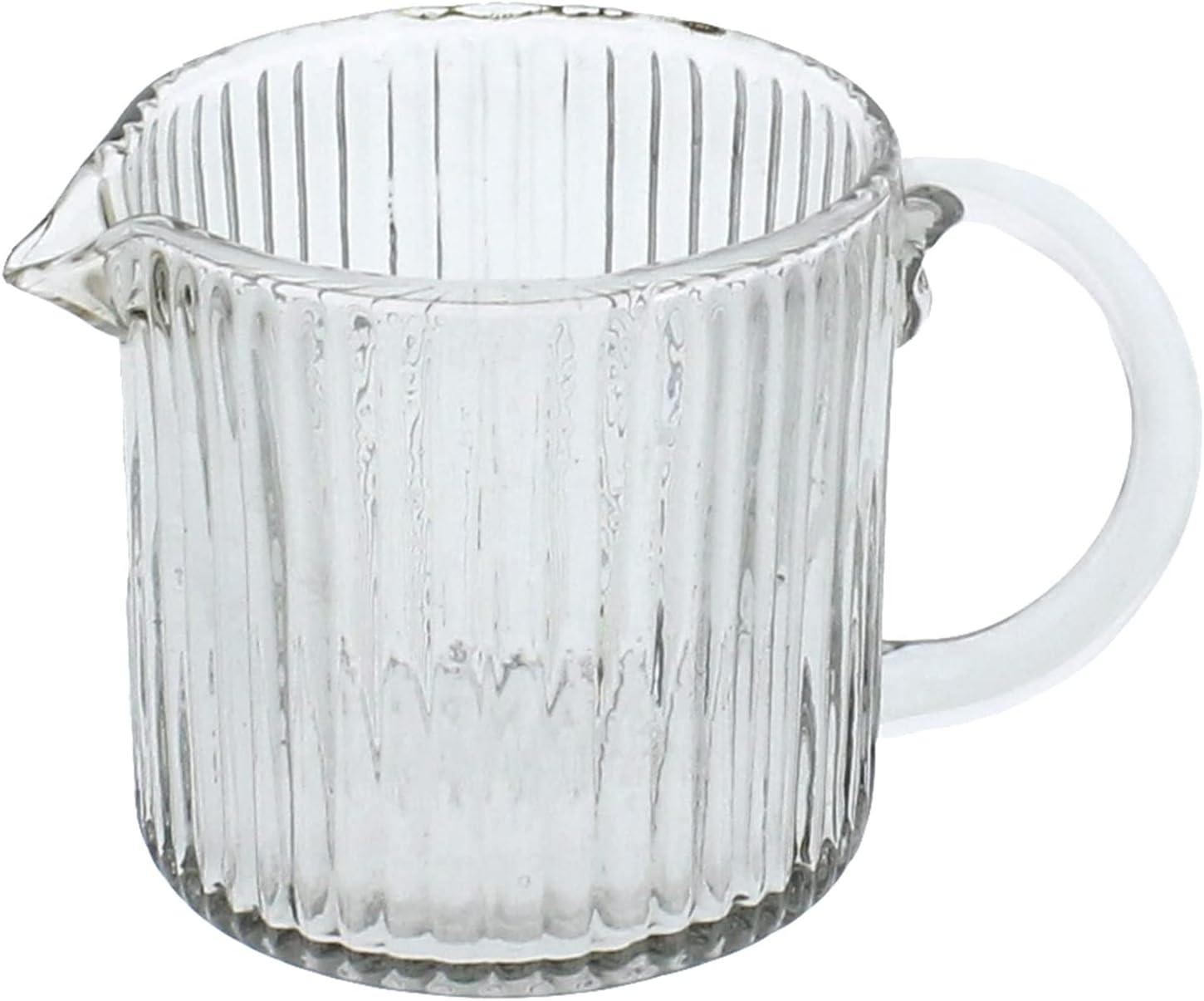 Clear Ribbed Glass Pitcher with Handle