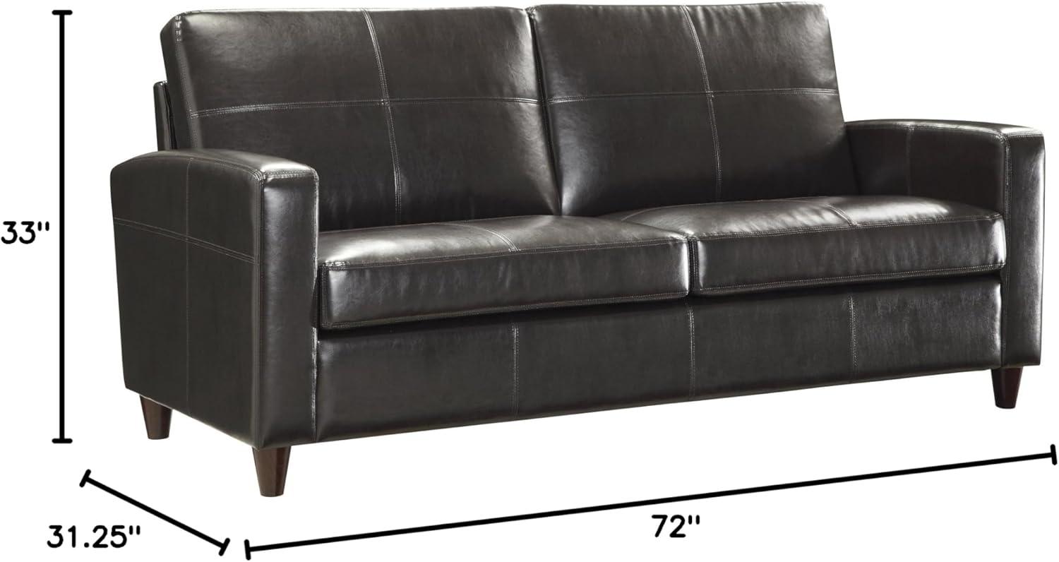 Espresso Faux Leather Reception Sofa with Wood Legs