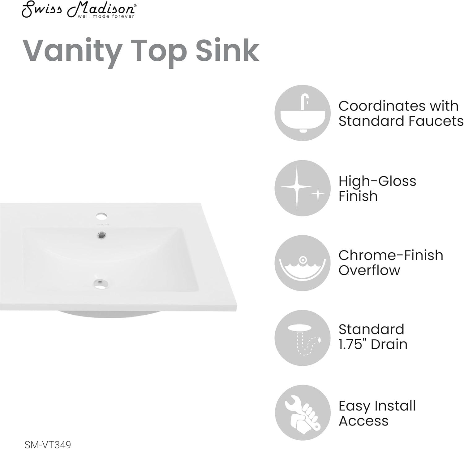 Swiss Madison 48" Ceramic Vanity Top With Double Basins