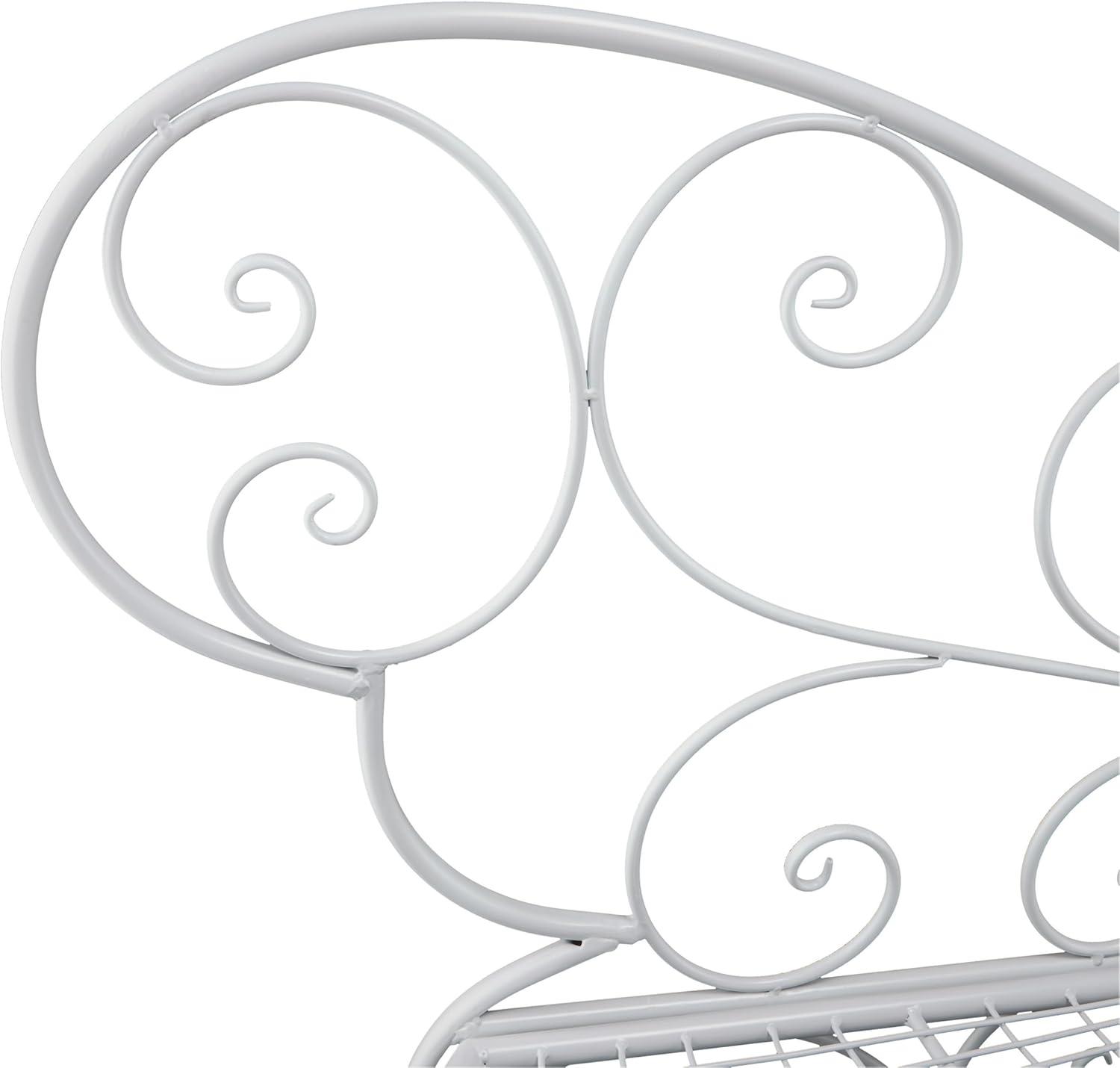 38" x 62" Metal Butterfly Outdoor Bench White - Alpine Corporation: Weather-Resistant, Garden Seating