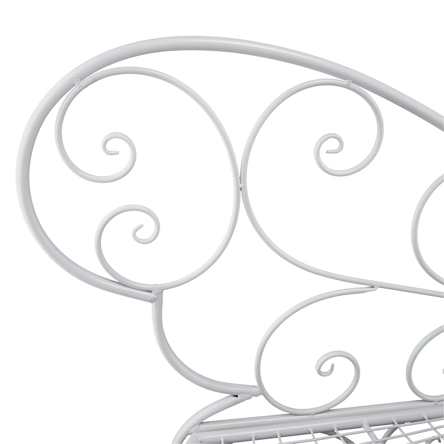 38" x 62" Metal Butterfly Outdoor Bench White - Alpine Corporation: Weather-Resistant, Garden Seating
