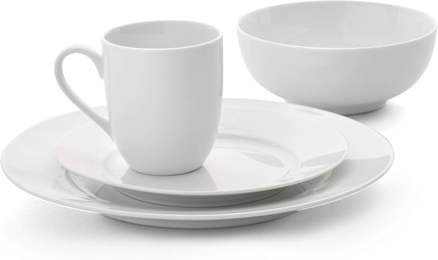 White Porcelain 16-Piece Dinnerware Set for 6