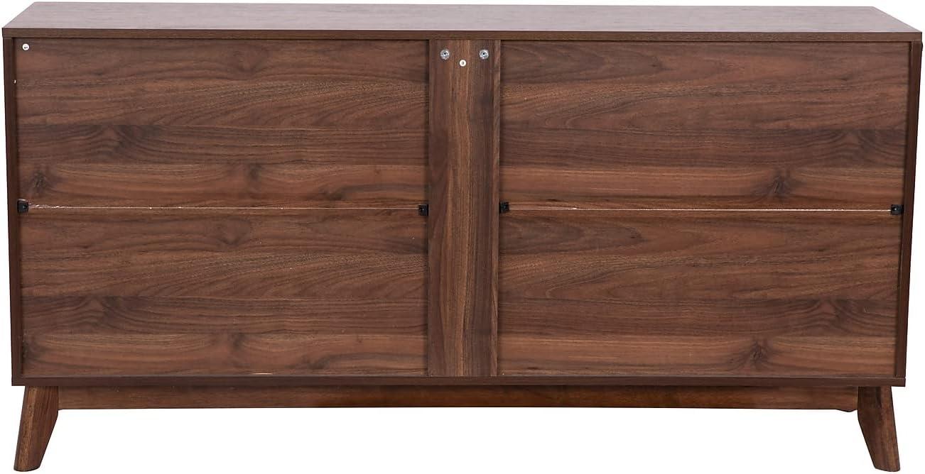 Flash Furniture Hatfield Mid-Century Modern 4 Door Storage Buffet Sideboard, 4 Soft Close Doors, Adjustable Shelves, TV Stand for up to 64" TV's