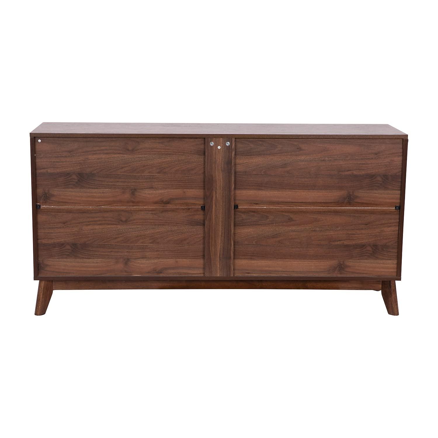 Flash Furniture 60" Buffet Cabinet with 4 Soft Close Doors and Adjustable Shelves - Dark Walnut