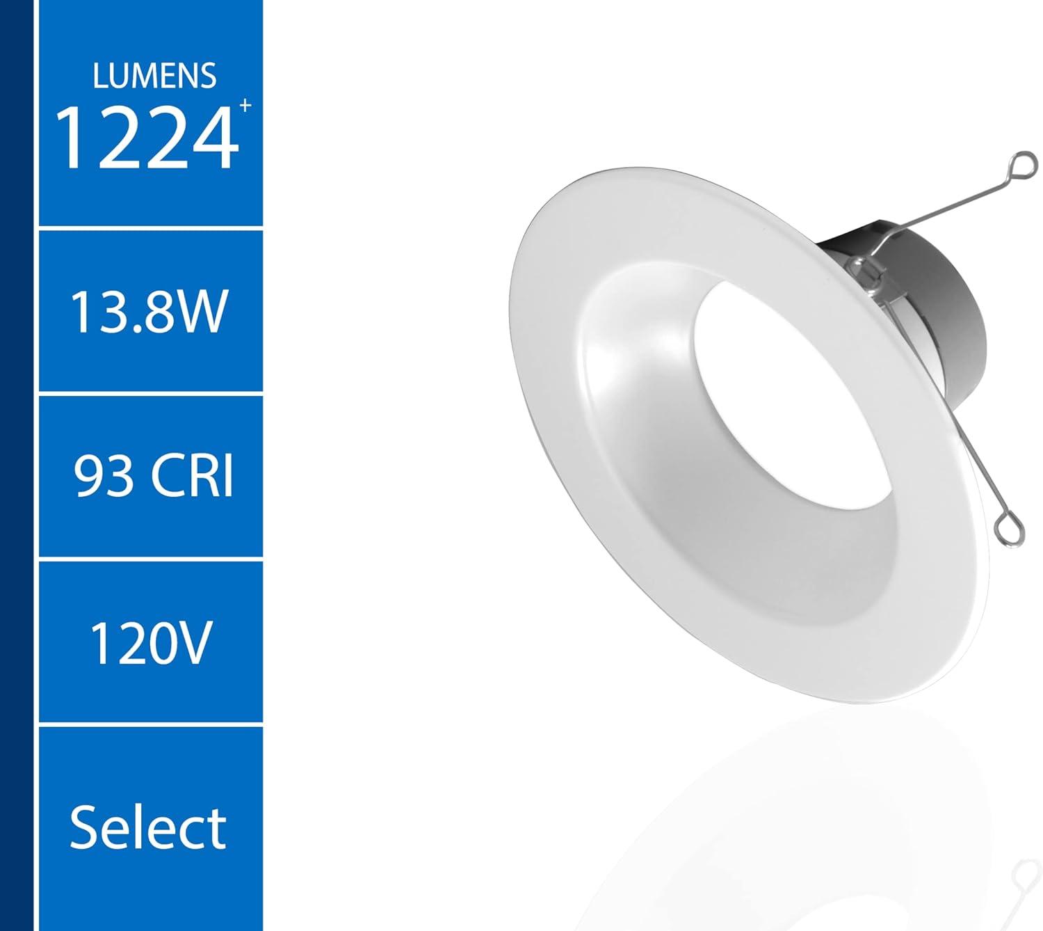 NICOR Lighting 6'' Selectable Color Temperature Dimmable Air-Tight IC Rated LED Retrofit Recessed Lighting Kit DLR56612120SWH