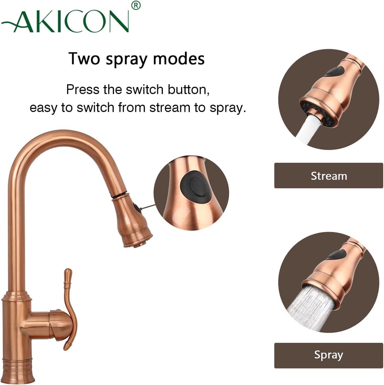 Copper Pull-Down Sprayer Kitchen Faucet with Lever Handle