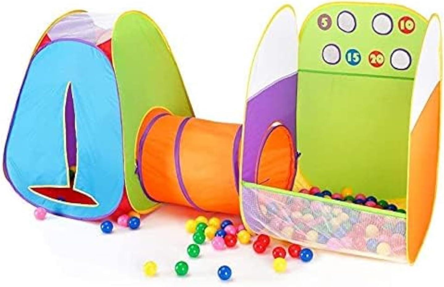 3-in-1 Kids Play Tent with Tunnel & Ball Pit, Pop Up Indoor/Outdoor Playhouse, Perfect Toy Gift for Toddlers and Children