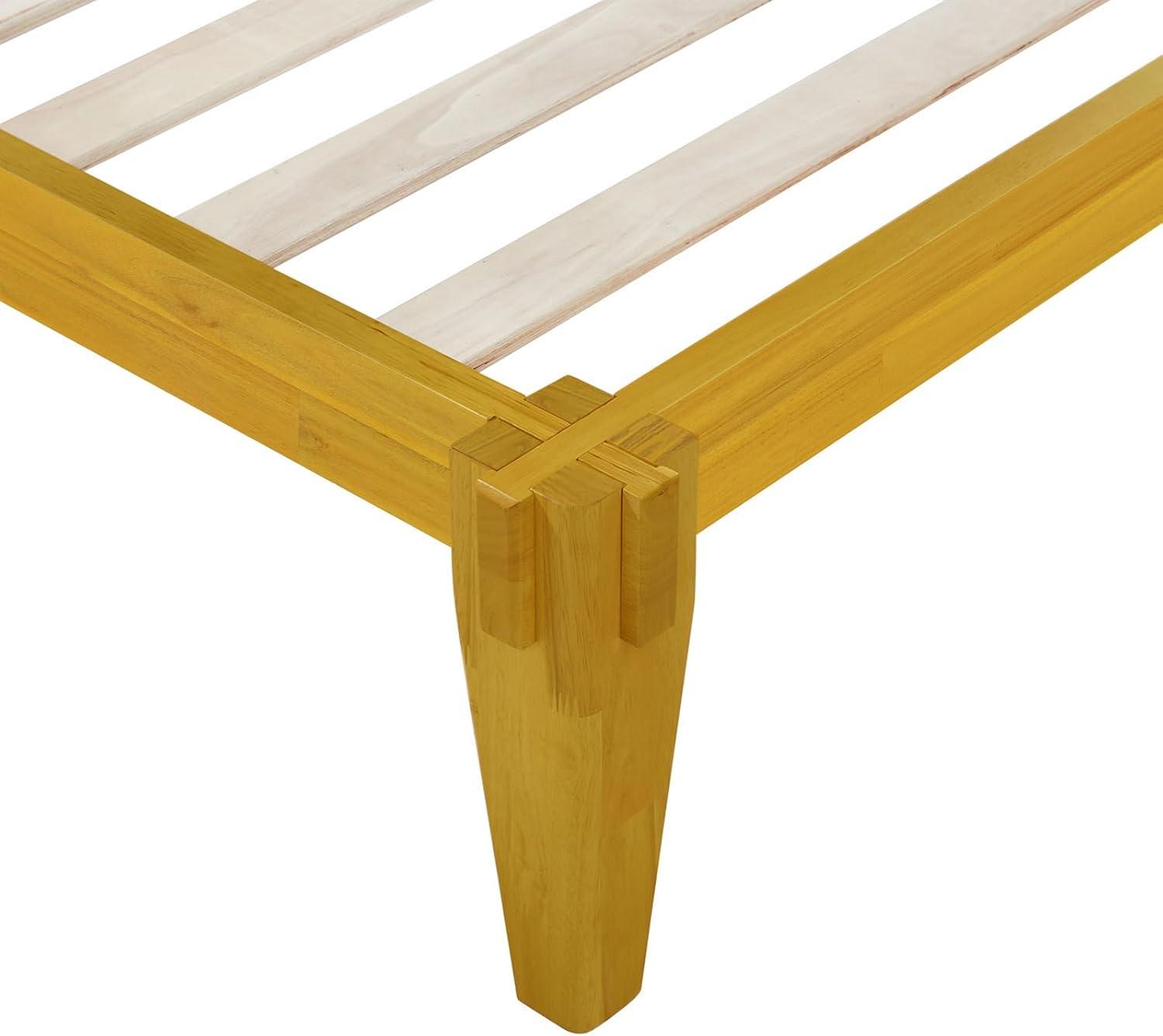 Natural Wood King Platform Bed Frame with Storage