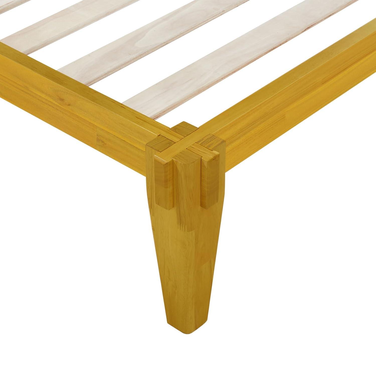 Natural Wood King Platform Bed Frame with Storage