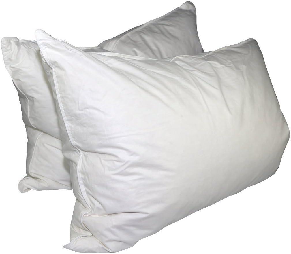 Standard Size White Duck Down and Feather Bed Pillow Set