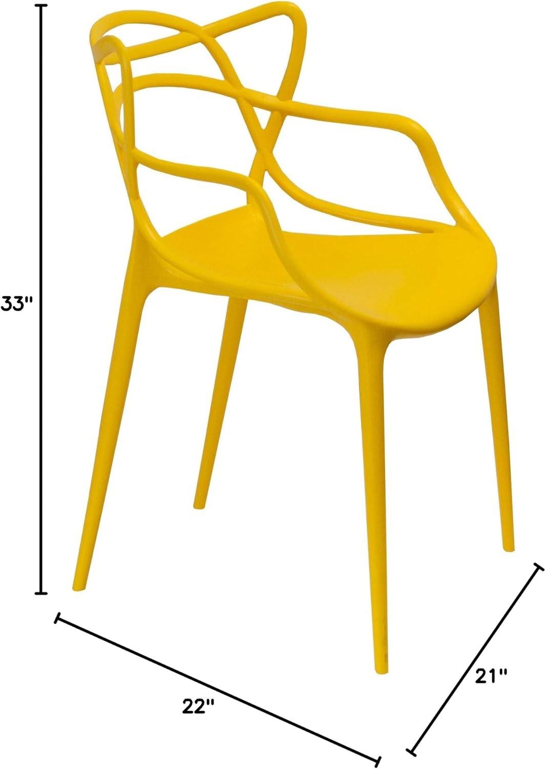 Mod Made Mid Century Modern Molded Plastic Loop Dining Side Chair- Set of 2-Color:Yellow