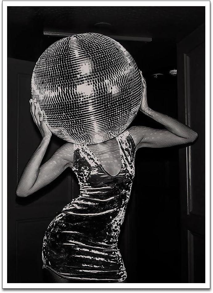 Music Aesthetics Poster Prints Funny Black and White Canvas Wall Art Trendy Retro Music Party Funky Wall Decor for Living Room Bar 12x16in Unframed