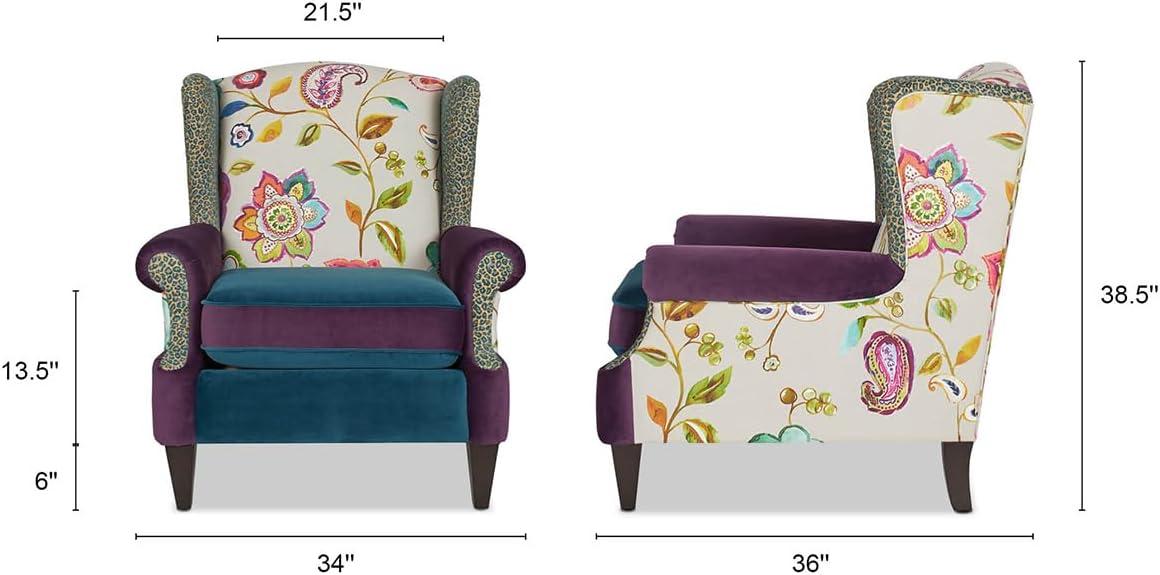 Anya Wingback Accent Arm Chair Multicolored Floral