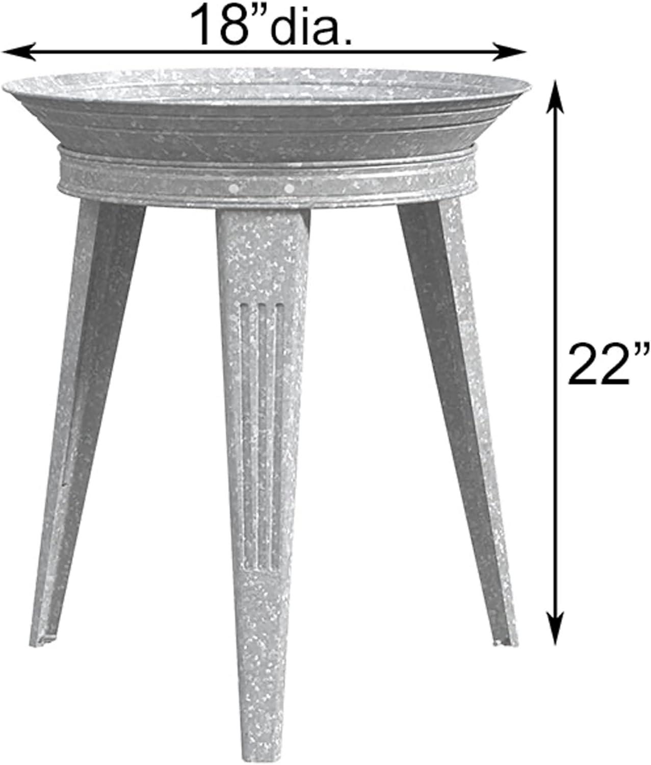 Panacea 82930 Galvanized Vinage Style 3 Legged Metal Bird Bath and Pedestal Stand for Patios, Porches, & Decks, 18 Inch Diameter, 22 Inch Height, Gray