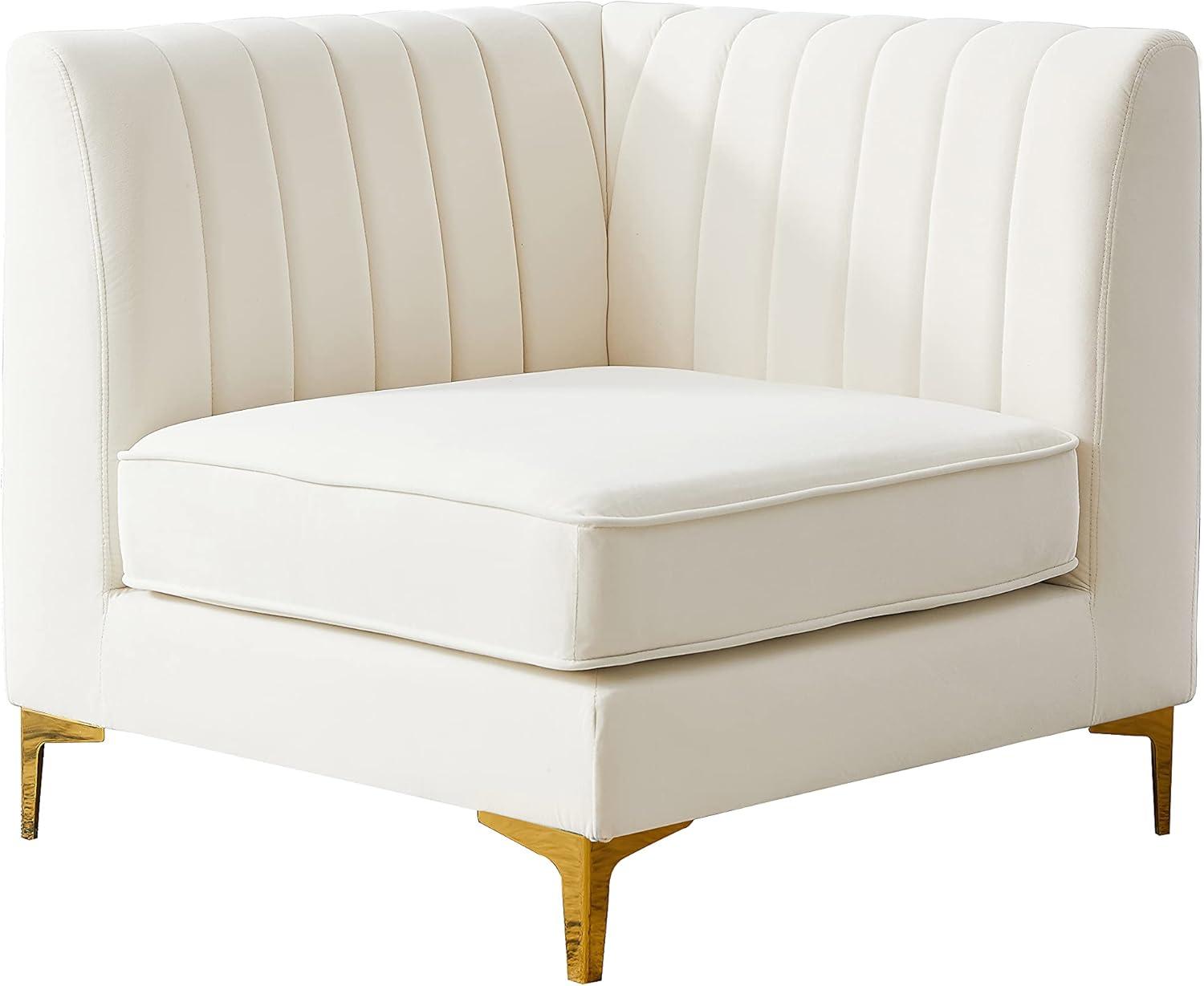 Meridian Furniture Alina Cream Velvet Corner Chair