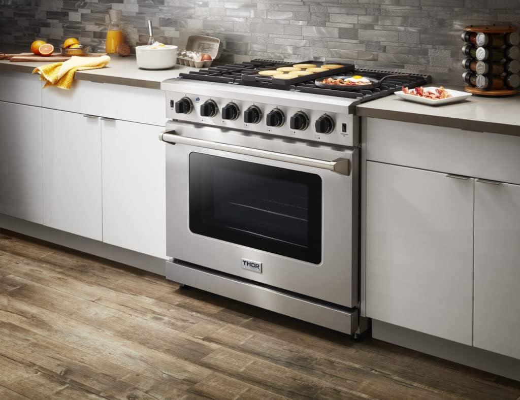 THOR 36-Inch Gas Range, 6 Burners - Stainless Steel (LRG3601U)