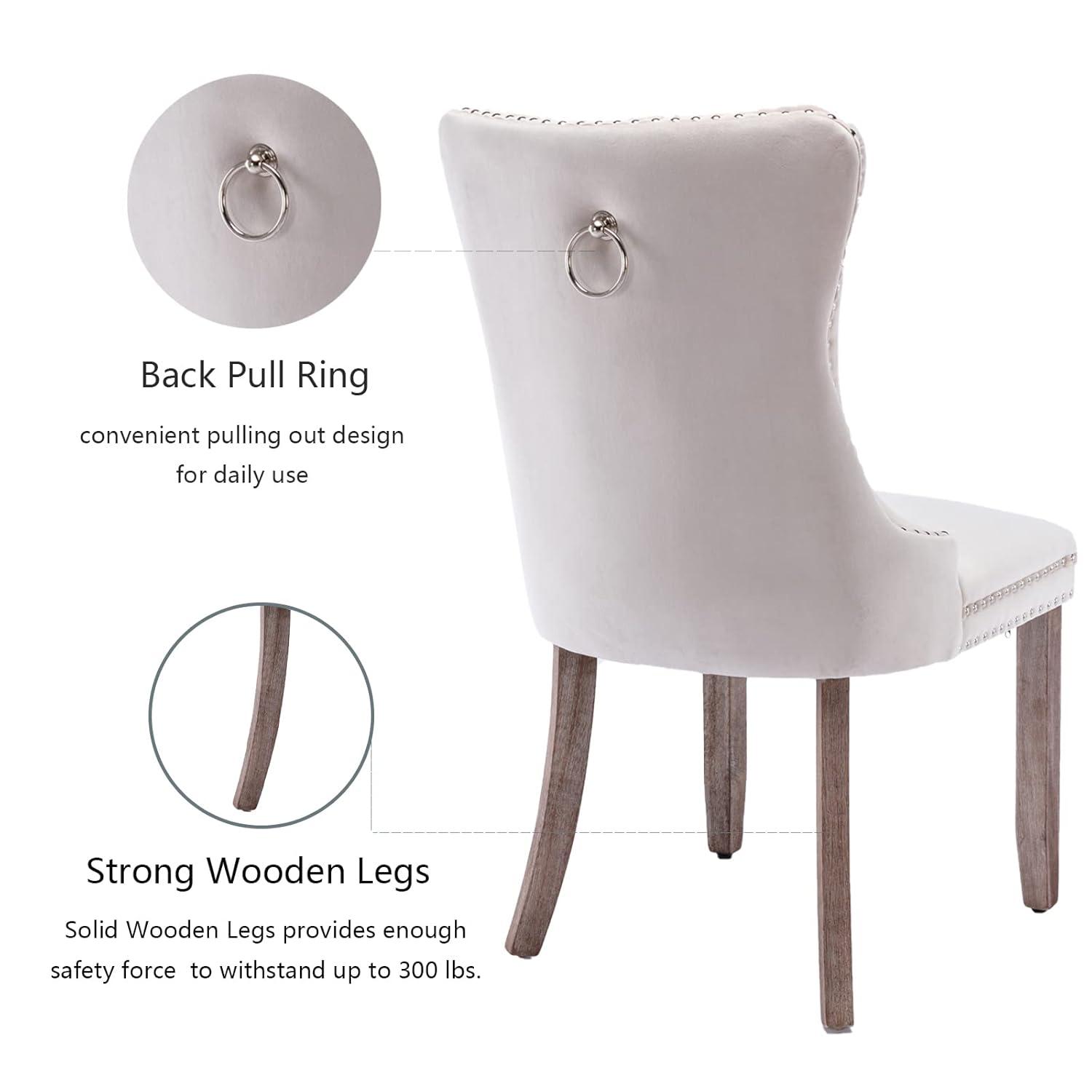 Velvet Upholstered Wing Back Dining Chair (Set of 6)