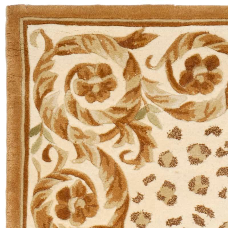 Handmade Rectangular Beige and Brown Wool Accent Rug