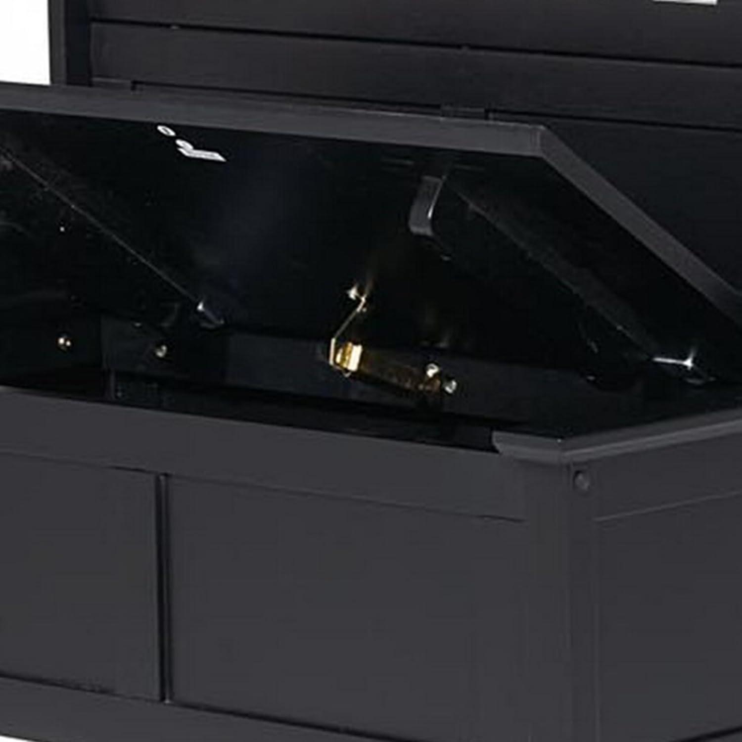 Co-t Solid Hardwood Hall Tree With Storage Bench, Safety Hinge, And Brass Hooks