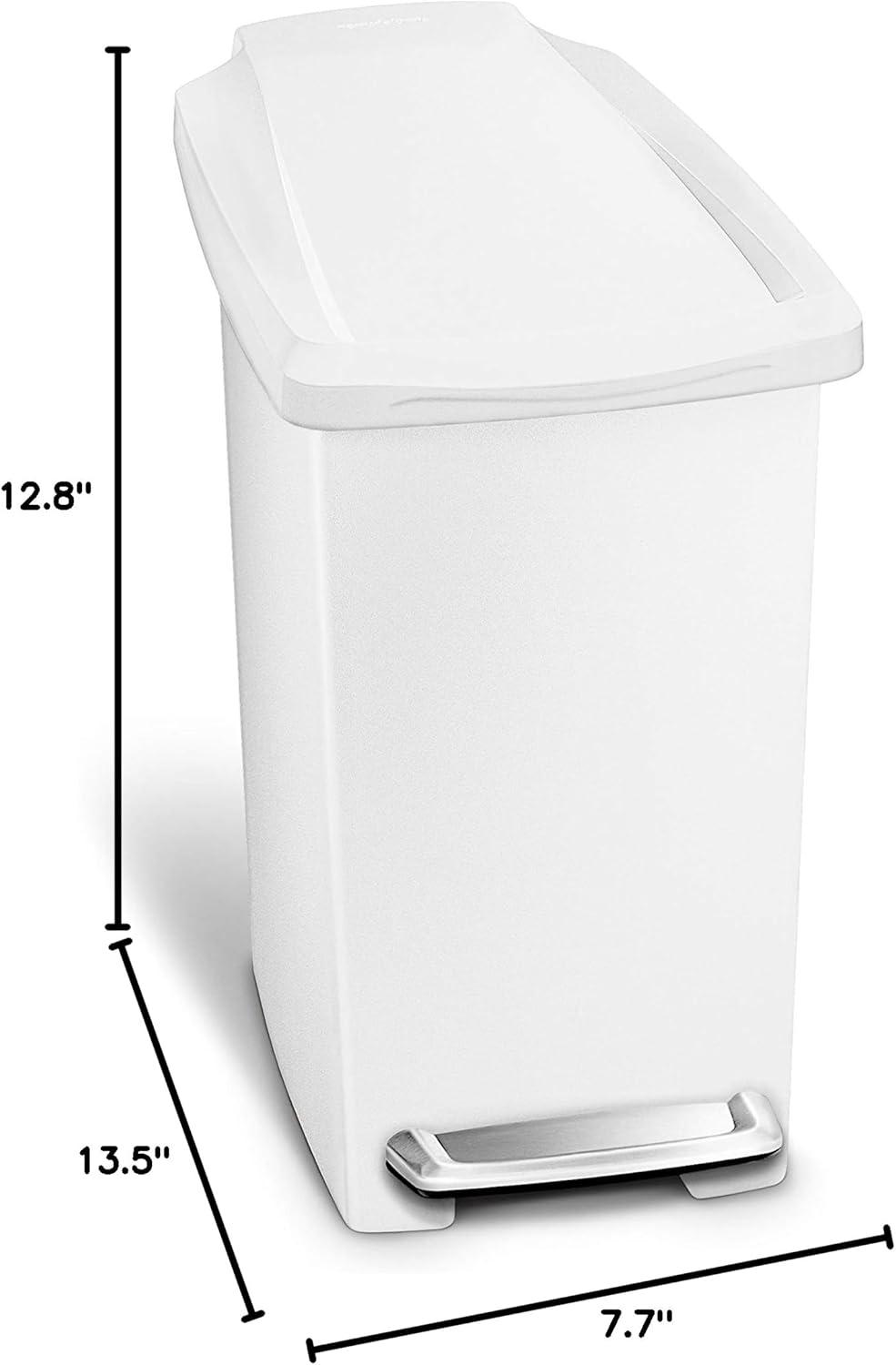 Simplehuman 10 Liter / 2.6 Gallon Compact Slim Bathroom or Office Step Trash Can, Black Plastic
