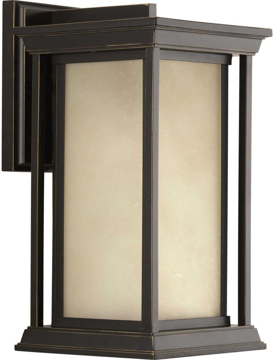 Progress Lighting Endicott 1-Light Outdoor Wall Lantern, Antique Bronze, Linen Glass Shade