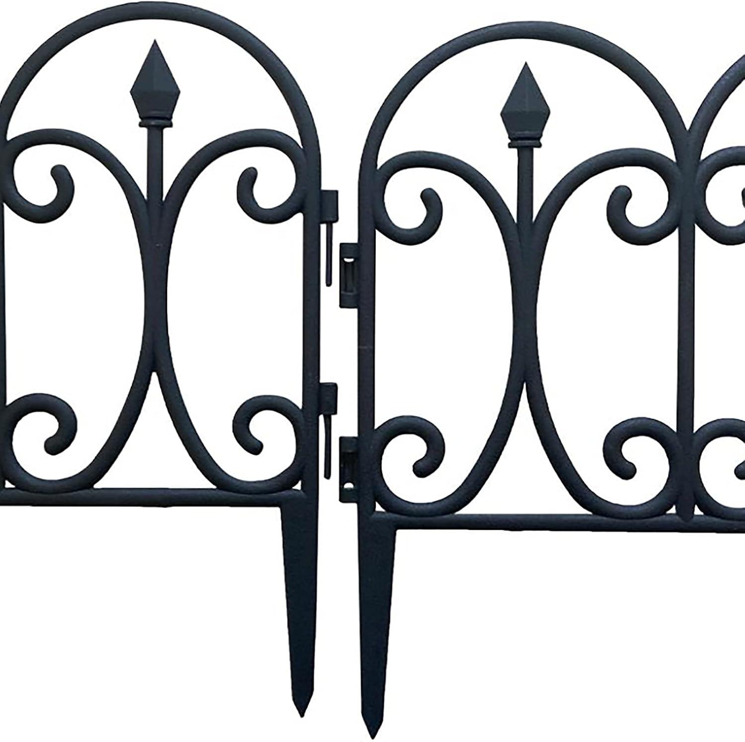 5Pcs Outdoor Decorative Fence Landscape Plastic Black Edgings Garden Picket Fencing Lightweight Landscape Path Panels for Grass Lawn Flowerbeds Plant Borders (210424AH05-10563-1656217911)
