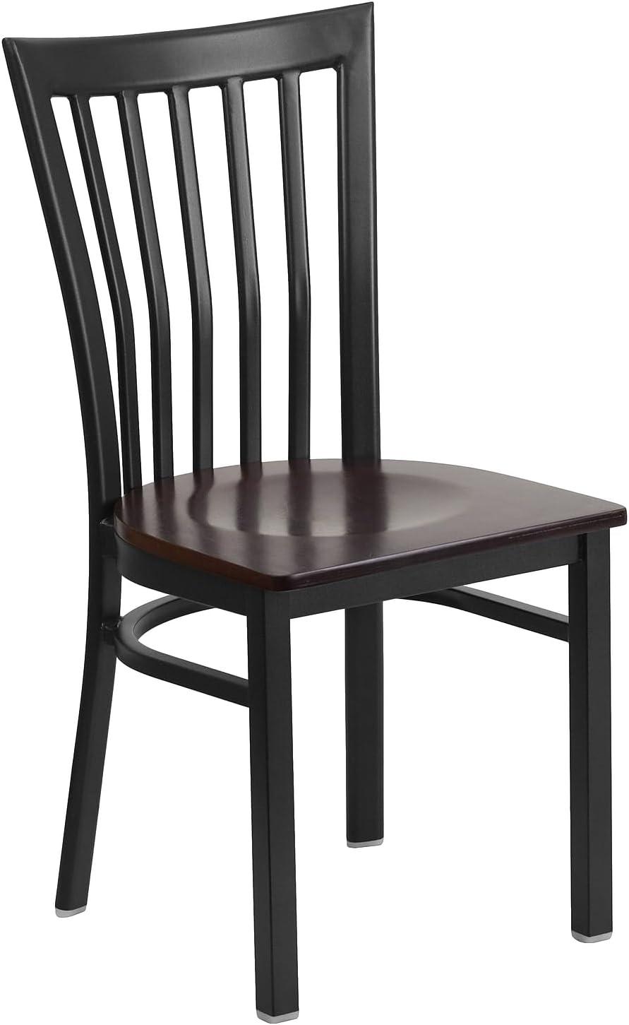 Flash Furniture 2 Pack HERCULES Series Black School House Back Metal Restaurant Chair - Walnut Wood Seat