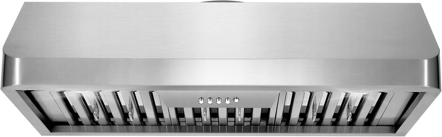 Cosmo 36 in. Ducted Under Cabinet Range Hood in Stainless Steel with Push Button Controls, Permanent Filters, LED Lights