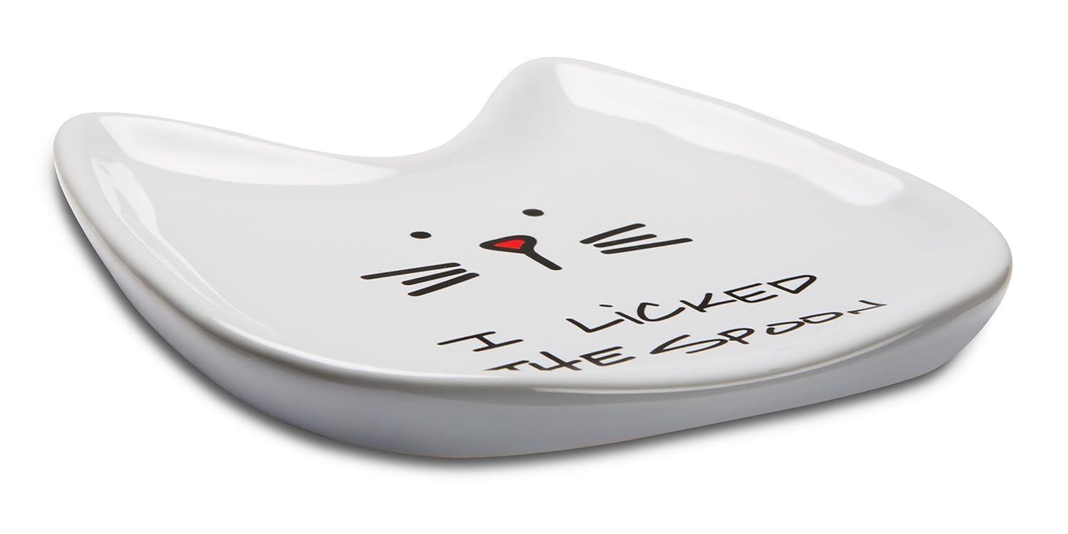 Pavilion Gift Company Blobby Cat, Cat Spoon Rest"I Licked the Spoon", 5", White