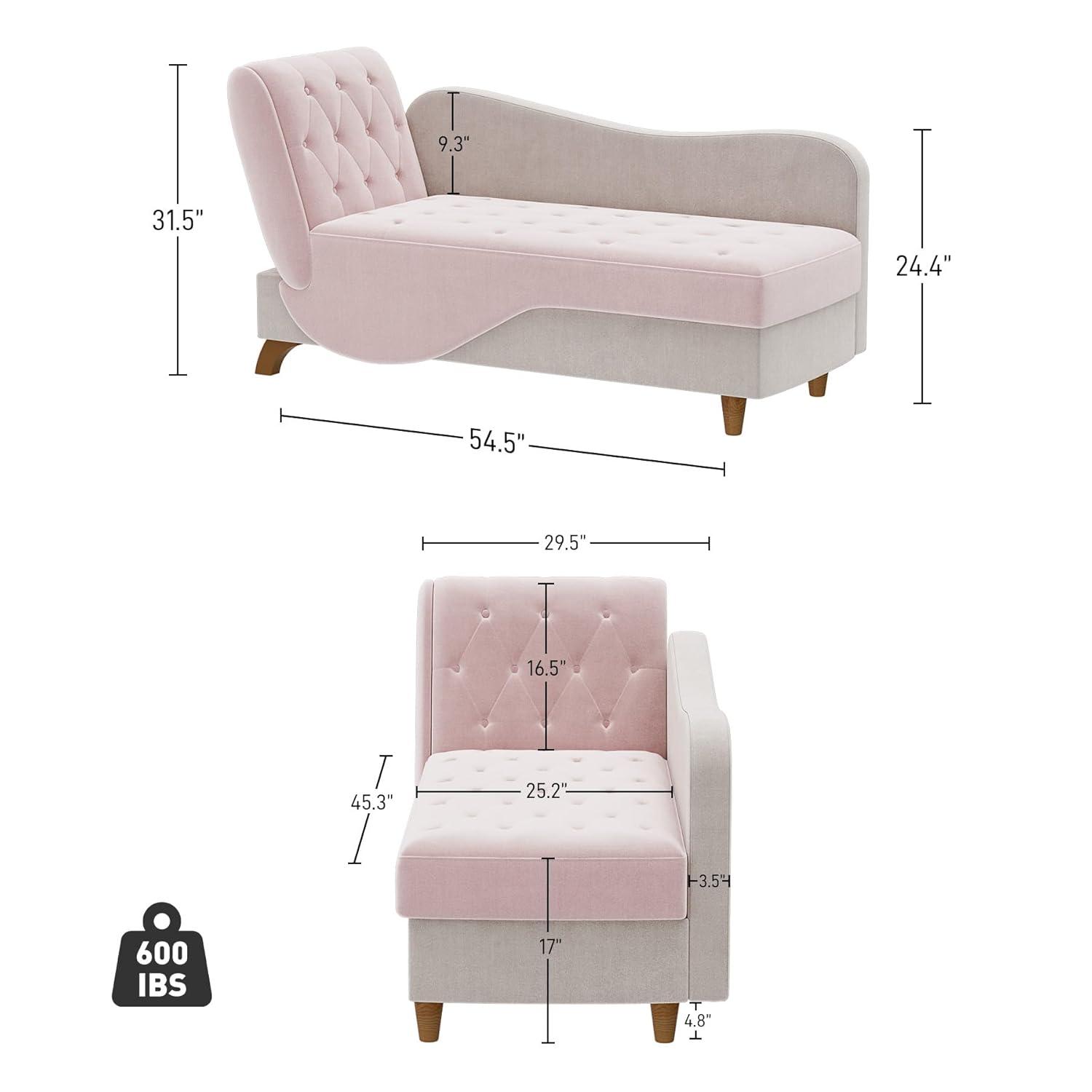 Mercer41 Acotas Velvet Upholstered Chaise Lounge with Storage