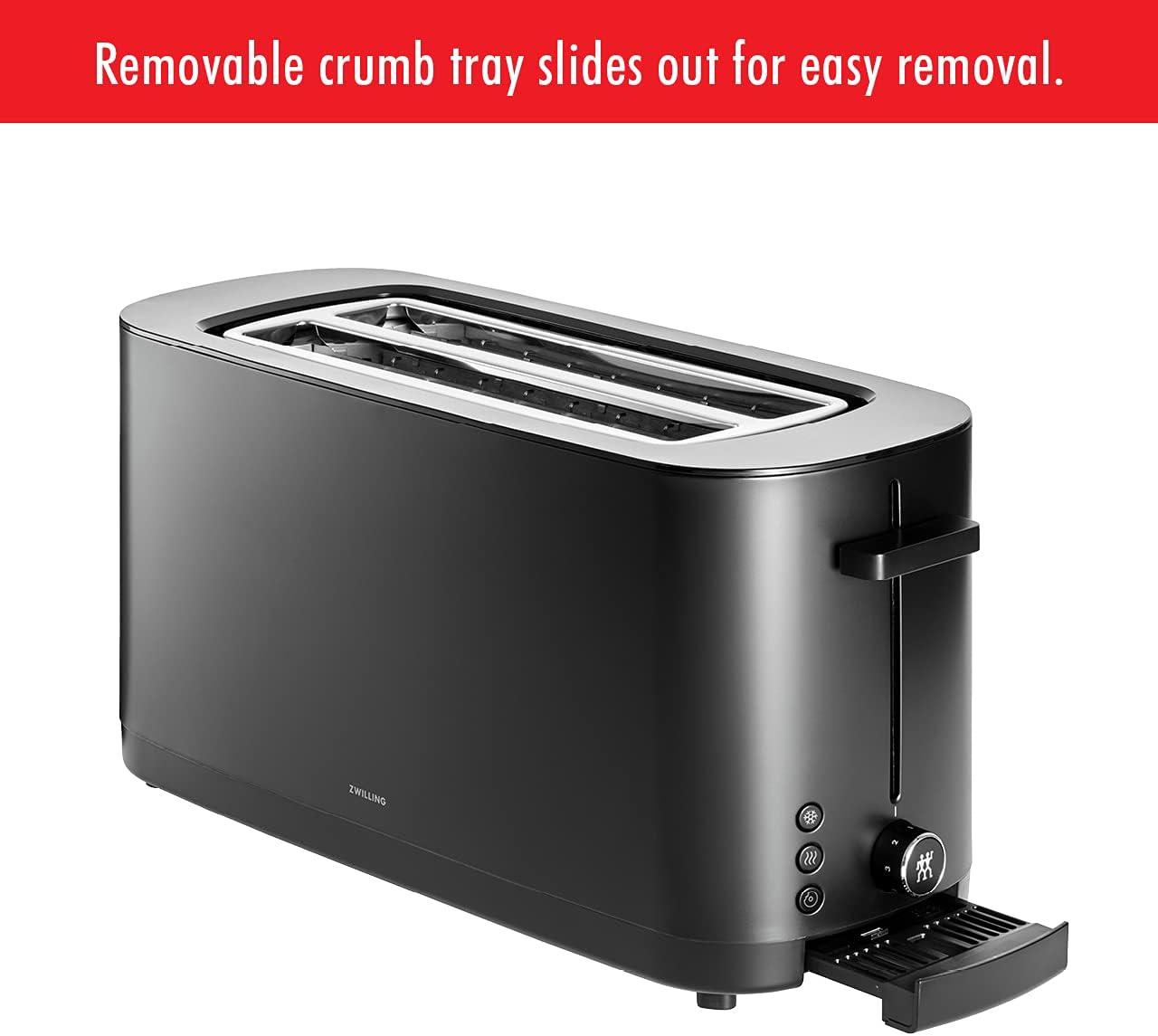 Black Digital 4-Slice Long Slot Toaster with Wide Slots