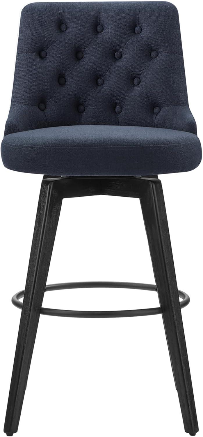 CHITA 30 inch Swivel Upholstered Counter Height Bar Stools with Tufted Back Set of 2, Fabric in Insignia Blue