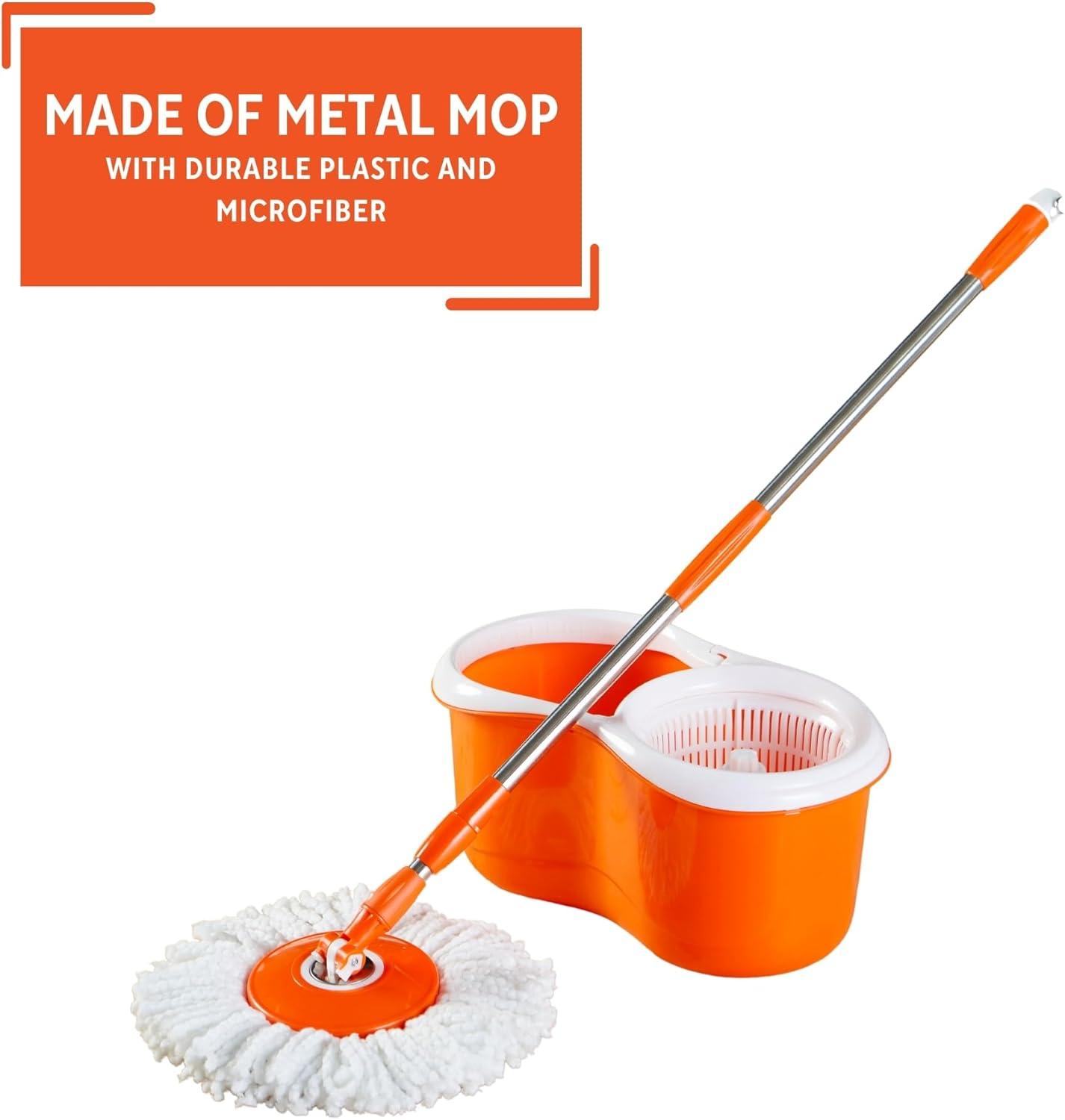 Microfiber Spin Mop with Bucket & Metal Handle